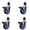 Service Caster 4'' Blue Poly Swivel 1-7/8'' Expanding Stem Caster Set with Brake, 4PK SCC-EX20S414-PPUB-BLUE-PLB-178-4 - alternate 1